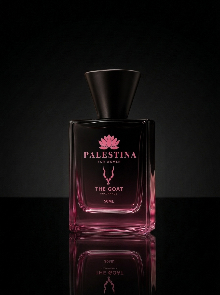 Palestina for women by The Goat Fragrance - pink 50ml eau de parfum bottle with lotus design